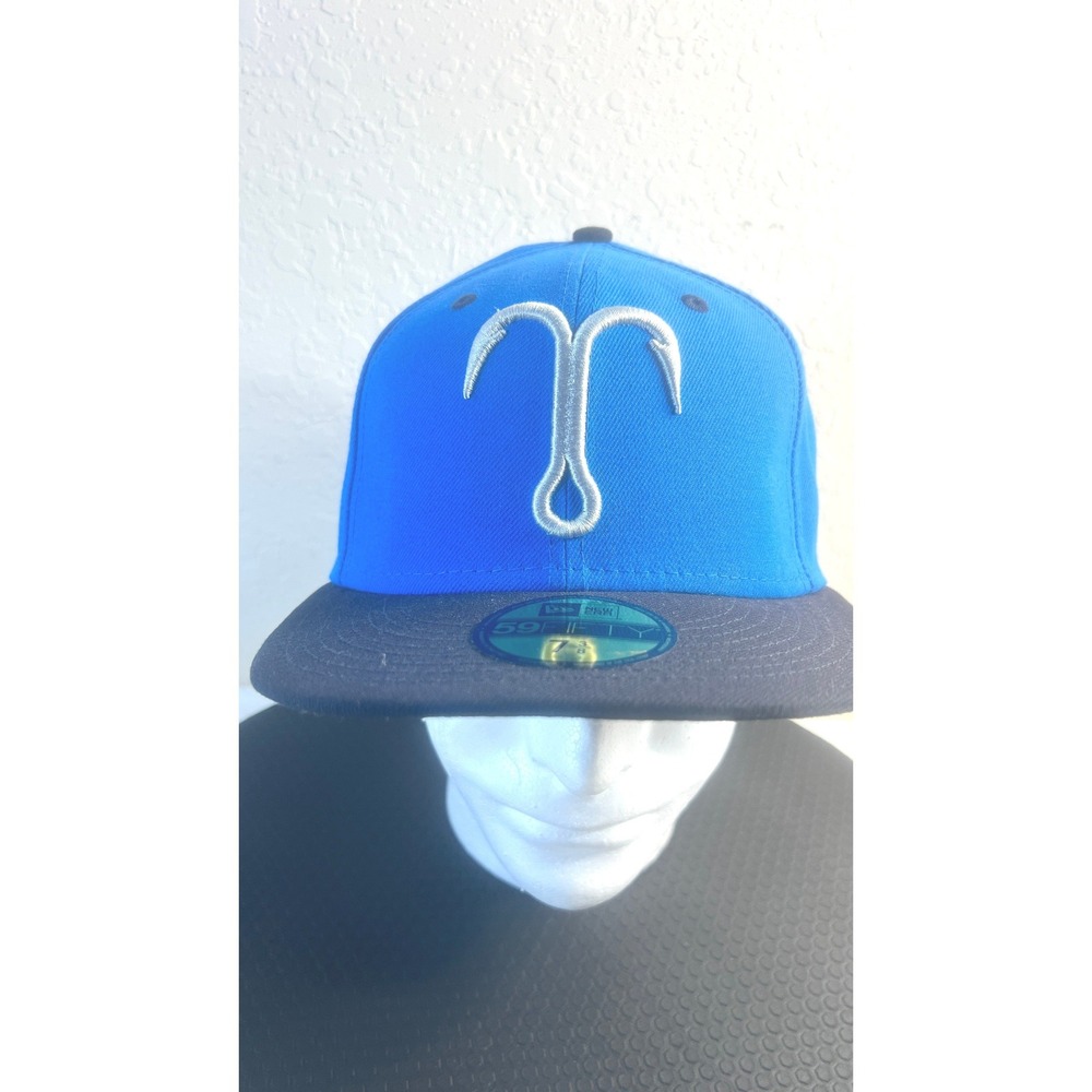 New Era 59FIFTY Tampa Tarpons MiLB Hat Blue Black Fitted 7 3/8 Fish Hook Logo